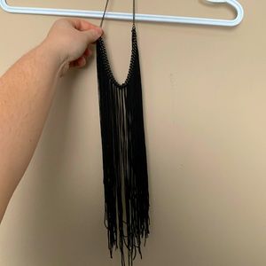 Long tassel bib necklace